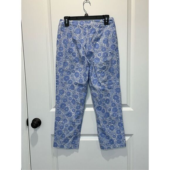 J. McLaughlin Blue and White Paisley Floral Pants Size 6 - Picture 4 of 6